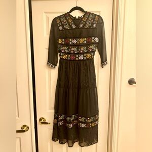 Topshop Embroidered Lace Midi Dress | Size 2 XS